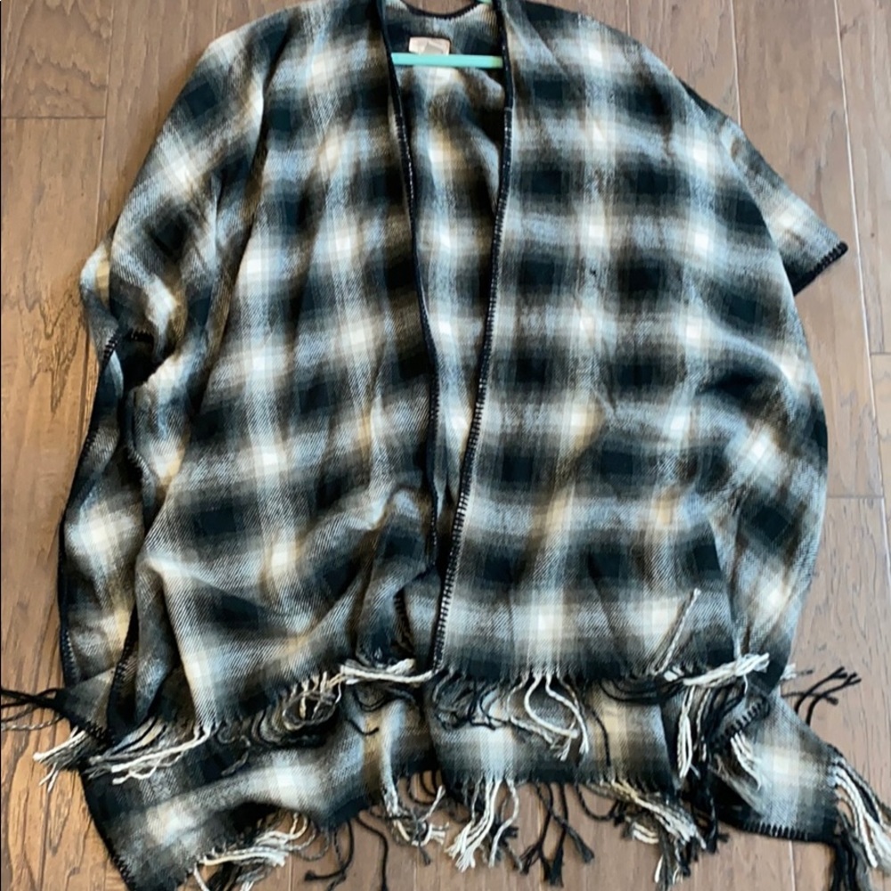 Plaid poncho